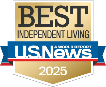 U.S. News 2025 Best Independent Living award badge honoring Arrow Senior Living communities for quality, lifestyle, and resident satisfaction.